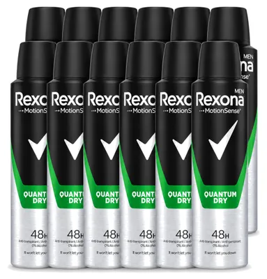 Produktbild von 12 x Rexona Men Quantum Dry Deodorant Spray - 150 ml - Vorteilspackung - 12 Stücke