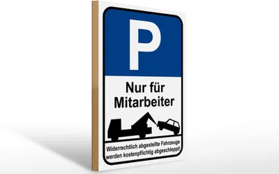 Produktbild von Holzschild  Hinweis Parkplatzschild nur Mitarbeiter, 40 x 30 cm, Holzschilder Achtung Widerrechtlich