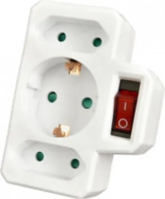 Produktbild von HEITECH 4003418 adapter gniazda 3-krotnego - certyfikowane przez gniazdo wielokrotne z przełącznikiem, obciążalność do maks. 3500W - adapter wtyczki wielokrotnej
