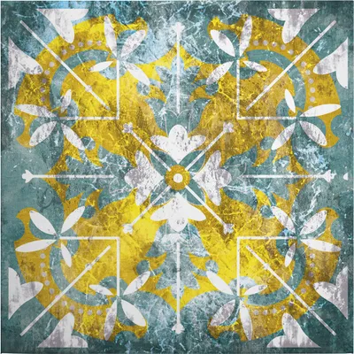 Produktbild von Leinwandbild Kunst 50 x 50 cm - Wandbild Gelb Blau - Keilrahmen Retro Vintage Abstrakt Wohnzimmerdeko Wanddeko Wandgemälde