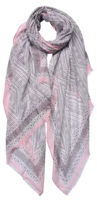 Produktbild von Clayre & Eef Gemusterter Damenschal 90x180 cm Rosa Grau Synthetisch