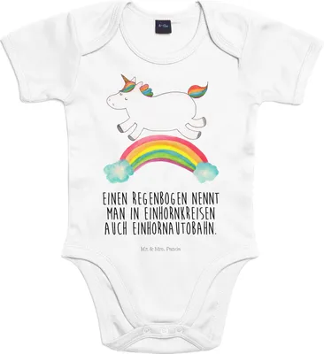 Produktbild von Mr. & Mrs. Panda babykleidung body Einhorn Regenbogen 12. - 18. Monat - Heather Grey - Geschenk, Strampler Baby, Einteiler, Einhornpower, Babybody, Unicorn, Babystrampler