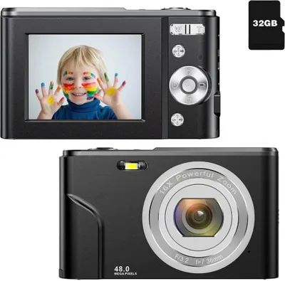 Produktbild von INF Digitalkamera 48MP 16x Zoom, HD-Display, 2.4" IPS-Bildschirm, 32GB Speicherkarte Schwarz