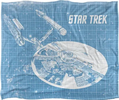 Produktbild von Star Trek - "Enterprise" Entwurf Decke, Seidig, Supersoft TV23642 (Einheitsgröße) (Hellblau/Weiß)