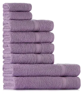 Produktbild von Omgoods – 8-teiliges Handtuchset, Lila – 100% Baumwolle – Weich und saugfähig