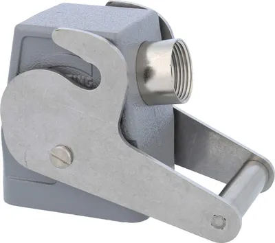 Produktbild von HARTING Han 6B Tüllengehäuse hoch, 1xPG16 seitlicher Kabelabgang, mit 1 Zentralbügel Verschraubung PG16 Klemmbereich