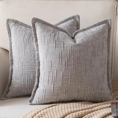 Productafbeelding van Kussensloop, chenille, 40x40 cm, set van 2, lichtgrijs, fluweel