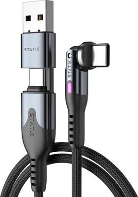 Productafbeelding van STATIK PowerPivot Pro, nylon kabel, USB-C naar USB-C, 1 meter, zwart