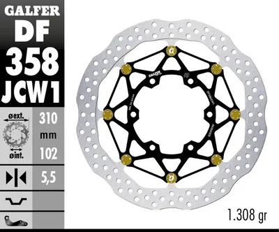 Produktbild von Bremsscheibe Set Galfer 2x DF358JCW1G03 WAVE® FLOATECH RACING schwimmend vorne 310x5,5mm für Suzuki GSX-R 600 - 1000 ccm Bj. 2008 - 2021