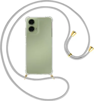 Produktbild von Handykette Backcover-Schutzhülle mit Band (Metall goldfarben) für Motorola Moto G24 - silbergrau