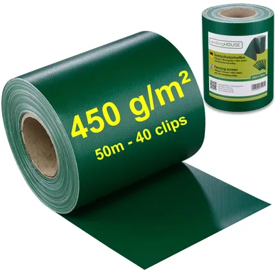 Sichtschutz PVC 450 g/m² 50 m Grün für Doppelstabmatten