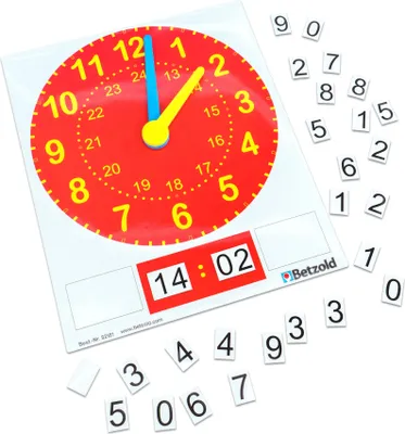 Produktbild von Betzold Magnetische Tafeluhr 30x36 cm für Mathematik-Unterricht, analoge und digitale Zeitdarstellung