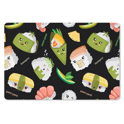 Produktbild von MuchoWow® Mauspad Mousepad Kawaii - Sushi - Schablonen 27x18 cm - Mousepads - Maus Mat - Pad - Mausunterlage - Büroartikel - Desk Matten