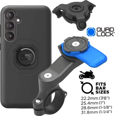 Produktbild von QUAD LOCK Motorrad Lenker Handyhalterung + Vibrationsdämpfer + MAG Hülle für Galaxy S24Fe