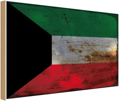 Produktbild von vianmo Holzschild 30x40 cm Kuwait Flagge Fahne Wappen