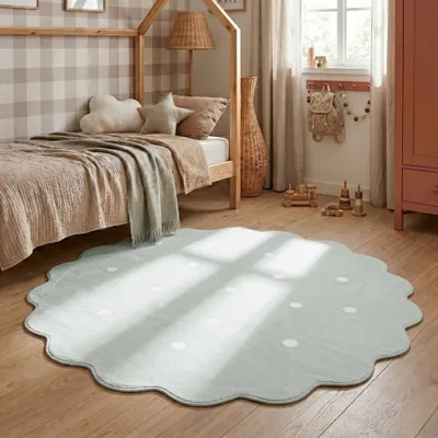 Produktbild von Volero - Teppich Kinderzimmer Rund - Cloudy Dots Minze - Ø 200 cm - Kinderzimmer, Babyzimmer