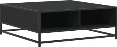 Immagine prodotto di Tavolino da Salotto Nero 80x80x30 cm in Truciolato e Metallo