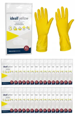 Zdjęcie produktu dla Rękawice Gospodarcze Lateksowe / Żółte / Rozmiar: 10 - XL / Ideall Yellow - 120 szt.
