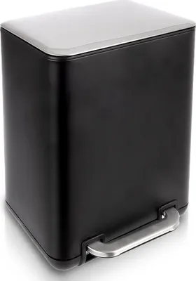 Obrázok produktu pre Orion | Odpadkový kôš - Kovový - 6 l - Odpadkový kôš s pedálom - Čierny so striebornou - Odpadkový kôš - ideálny do kúpeľne, spálne