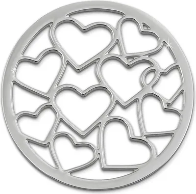 Produktbild von Amello Edelstahl Coinsschmuck silber 30 mm Einleger Herzen Damen Coin ESC504J