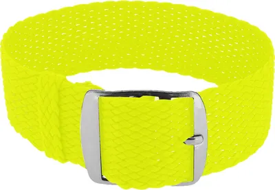 Produktbild von Minott Uhrenarmband neongelb Perlon geflochten Dornschließe | 20mm, Stegbreite:20mm, Schließe:Silbern