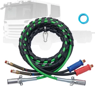 Produktbild von VEVOR 12ft Luftleitungssatz für Sattelschlepper, 3-in-1-Luftschläuche und ABS-Stromleitung für Sattelschlepper, 7-Wege-Stecker, Stromkabel und Gummi-Luftleitungsschlauch-Montagesatz