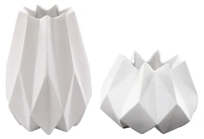 Produktbild von 2er Set Kaiser Porzellanvasen POLYGONO STAR weiß H. 14 + 21,5cm Goebel