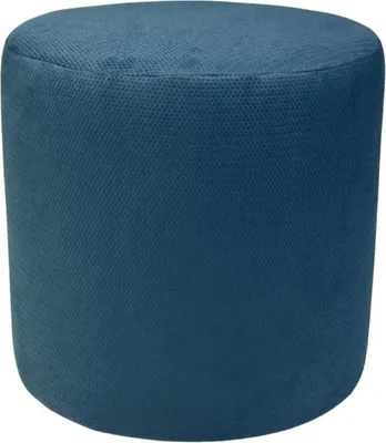 Produktbild von Velours-Hocker MAKALU 40x40 cm rund – stilvoller Fußhocker aus weichem Samt – Blau