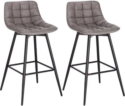 Produktbild von Industrielle Barhocker dunkelgrau Lederoptik 2er Set