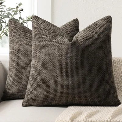 Produktbild von Kissenbezug 40x40 cm 2er Set Chenille Dunkelgrau