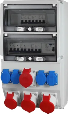 Produktbild von Baustromverteiler Wandverteiler 2x 32A 2x16A CEE Dose 4x230V Steckdose BALS Komplett FI LS Schalter