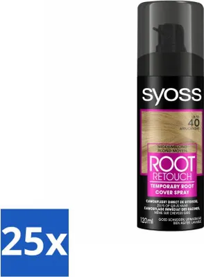 Zdjęcie produktu dla SYOSS - Średni blond w sprayu - ochrona koloru - natychmiastowe pokrycie siwizny - opakowanie wartościowe - 25 sztuk