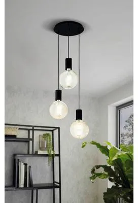 Image de Eglo 98663 POZUETA E27 triple suspension Ø330mm noir
