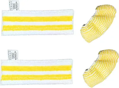 Produktbild von INF Dampfreiniger Zubehör Mikrofaser Tücher 2 Stück + Bezüge 2 Stück für Karcher Mop Ersatz