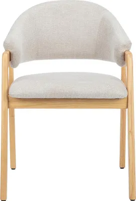 Produktbild von Stuhl mit Armlehnen 2er-Set - Stoff & Kautschukholz - Beige - SOLUNA