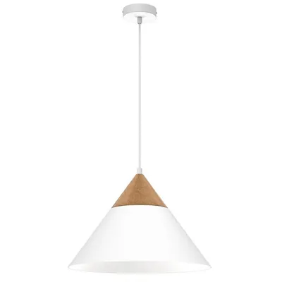 Zdjęcie produktu dla Lampa wisząca Single biała jasne drewno 1xE27x15W metal wym:115x39x39cm IP20 Luminex