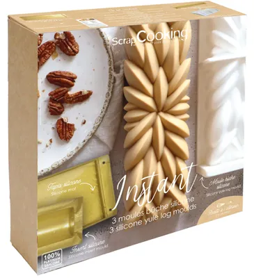 Produktbild von Backformen-Set Weihnachtskuchen Silikonform mit Einsatz, Backmatte, Rezept 1940