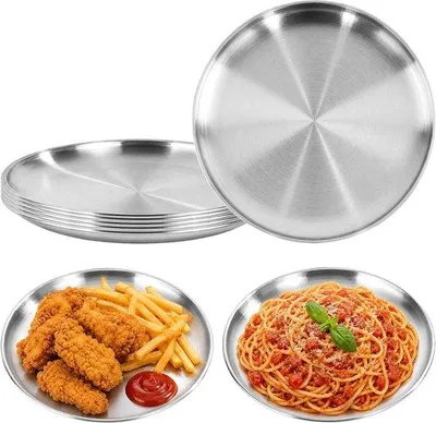 Produktbild von Edelstahlplatten, 20 cm - stapelbar - 304er Edelstahlgeschirr - ideal für Camping