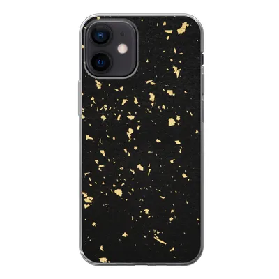 Produktbild von MuchoWow® Handyhülle Schutzhülle Hülle für iPhone 12 Goldene Flocken auf schwarzem Hintergrund Silikon Softcase Handy Hülle - Schutzhülle