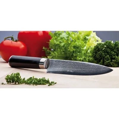 Produktbild von Echtwerk Damast Fleischmesser, Fleisch Messer, Tranchiermesser, Küchenmesser, Stahl / Pakka-Holz, Silber / Schwarz, 18 cm, EW-DM-0330