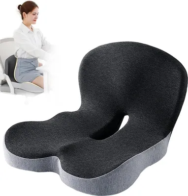 Produktbild von STILVORA Sitzkissen, Memory-Schaum Sitzkissen mit Rückenlehne, ergonomisches Einteiliges Sitz- & Rückenpolster, Komfortkissen für Stuhl, Büro, Auto & Zuhause, entlastet Rücken & fördert gesunde Sitzhaltung
