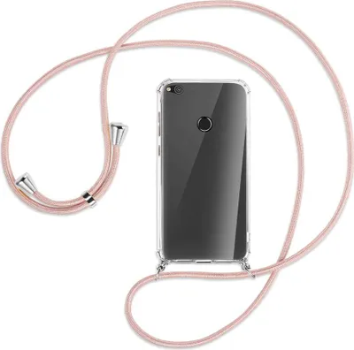 Produktbild von Handykette Backcover-Schutzhülle mit Band (Metall silberfarben) für Huawei P8 Lite / P9 Lite 2017 - roségold