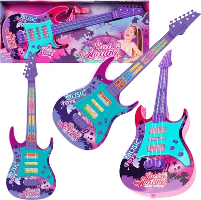 Obrázok produktu pre Štvorstrunová elektrická gitara pre deti so svetelnými efektmi a popevkami