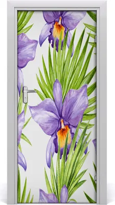 Produktbild von Tulup Türaufkleber 85x205 cm Dekorative Aufkleber Selbstklebend Wasserdichte Tapete Abnehmbar Schlafzimmer Wohnzimmer Wohnkultur - Orchideen und Palmen