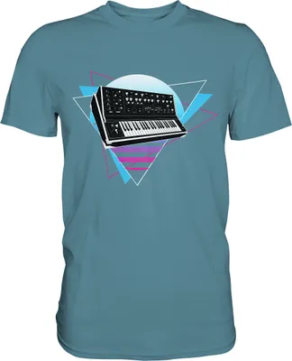 Produktbild von Modularer Synthesizer Analog Vaporwave Techno T-Shirt – Stone Blue / XL
