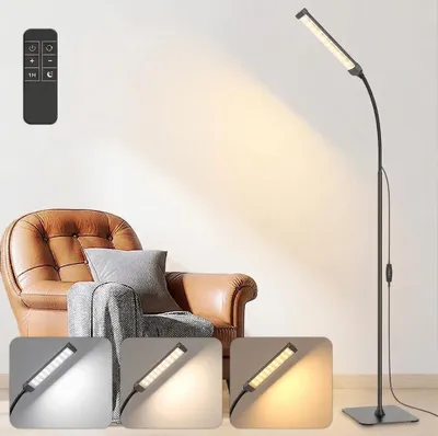 Produktbild von LED Stehlampe Dimmbar 3 Lichtfarbe, 10W Leselampe Höhenverstellbar Flexibel Lampenarm, Ecklampe mit Timer für Schlafzimmer Wohnzimmer Büro