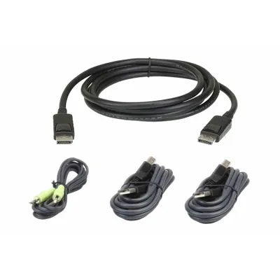 Produktbild von ATEN 1,8 M USB DisplayPort Secure KVM Kabel-Set, 1,8 m, DisplayPort, Schwarz, USB Type-A/3.5mm + DisplayPort, USB Type-B + 3.5mm + DisplayPort, Männlich