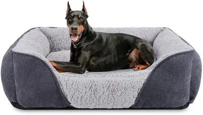 Produktbild von Grosses Plüschhaustierbett für große Hunde, waschbar, antislip, 89x63x23 cm