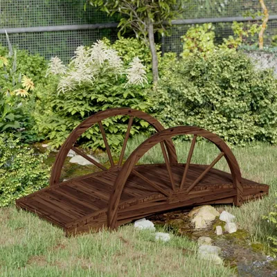 Produktbild von vidaXL Záhradný mostík s dizajnom kolies 99x50x38 cm Masívne jedľové drevo
