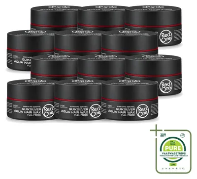 Zdjęcie produktu dla 12 opakowań wosku do włosów Red One Quicksilver Aqua - Mocne utrwalenie i blask - 150 ml - Opakowanie zbiorcze - 12 sztuk